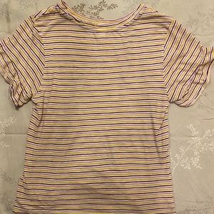 Striped flutter sleeve shirt